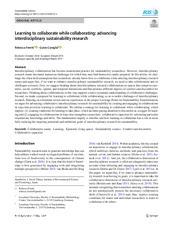 (PDF) Learning to collaborate while collaborating: advancing ...