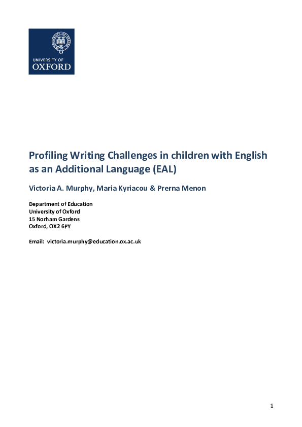 (PDF) Profiling Writing Challenges in children with English as an ...