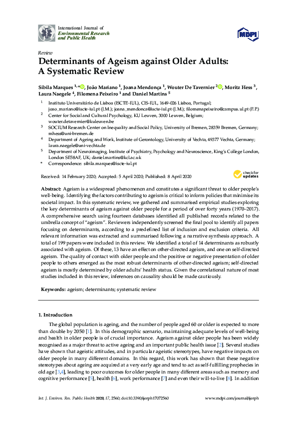 (PDF) Determinants of Ageism Against Older Adults: a Systematic Review ...