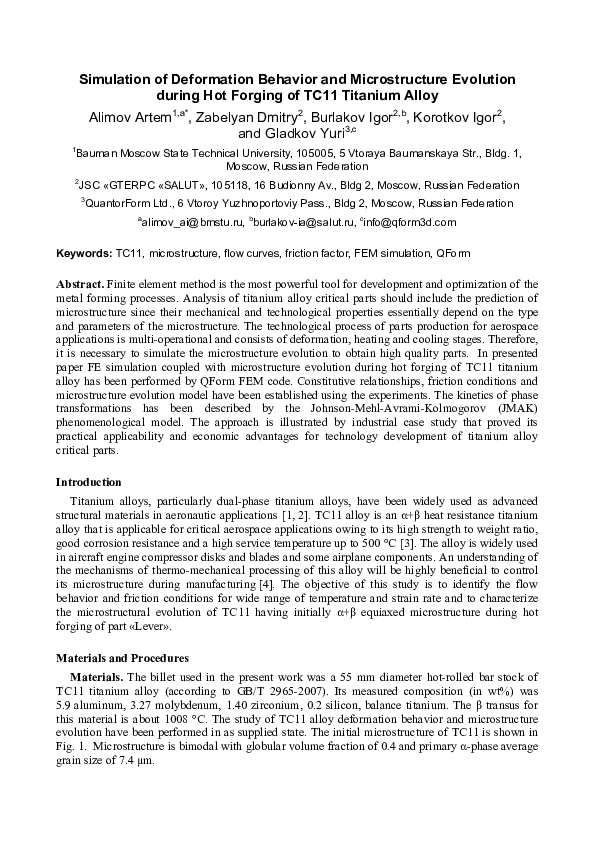 (PDF) Simulation of Deformation Behavior and Microstructure Evolution ...