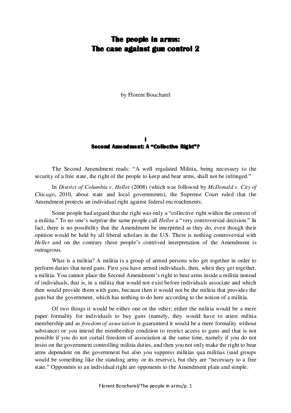 (PDF) The people in arms: The case against gun control 2