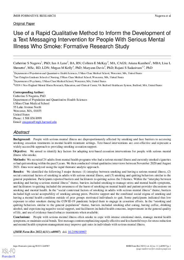 (PDF) Use of a Rapid Qualitative Method to Inform the Development of a ...