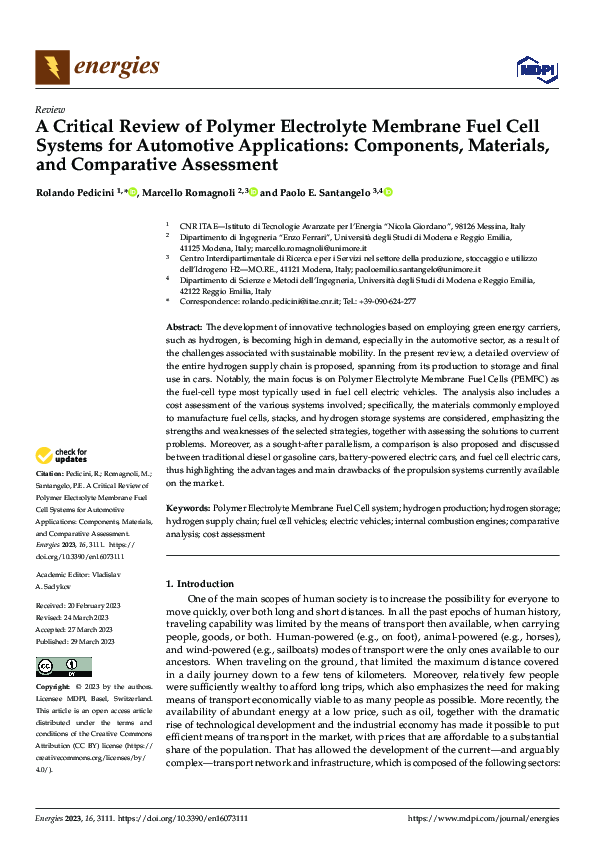 (PDF) A Critical Review of Polymer Electrolyte Membrane Fuel Cell ...