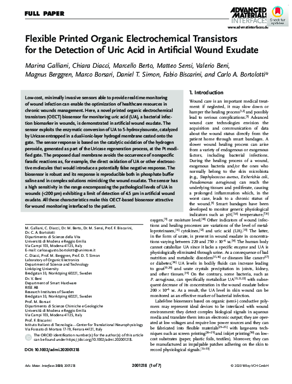 (PDF) Flexible Printed Organic Electrochemical Transistors for the ...