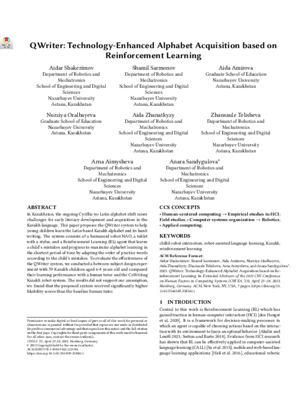 (PDF) QWriter: Technology-Enhanced Alphabet Acquisition based on ...