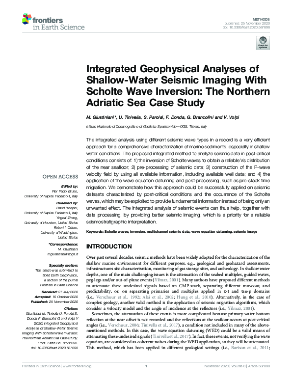 (PDF) Integrated Geophysical Analyses of Shallow-Water Seismic Imaging ...