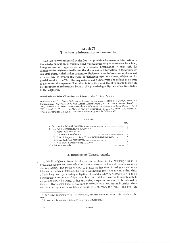 (PDF) Article 73: Third-party information or documents (4th ed.)