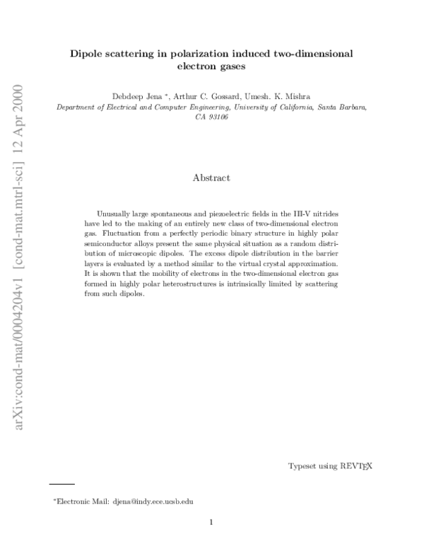 (PDF) Dipole scattering in polarization induced III–V nitride two ...