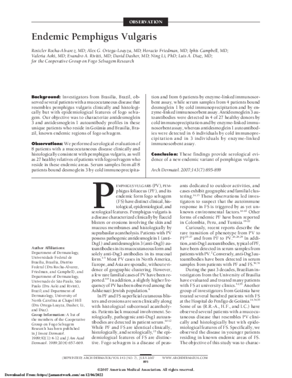 (PDF) Endemic Pemphigus Vulgaris