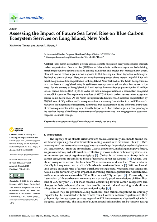 (PDF) Assessing the Impact of Future Sea Level Rise on Blue Carbon ...