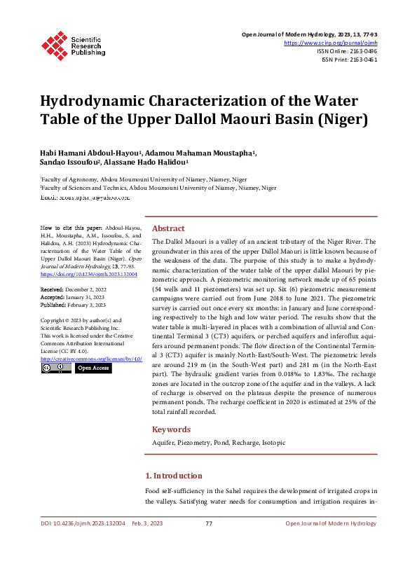 (PDF) Hydrodynamic Characterization of the Water Table of the Upper ...