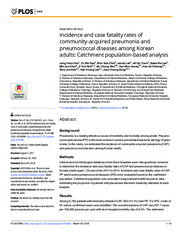 (PDF) Incidence and case fatality rates of community-acquired pneumonia ...