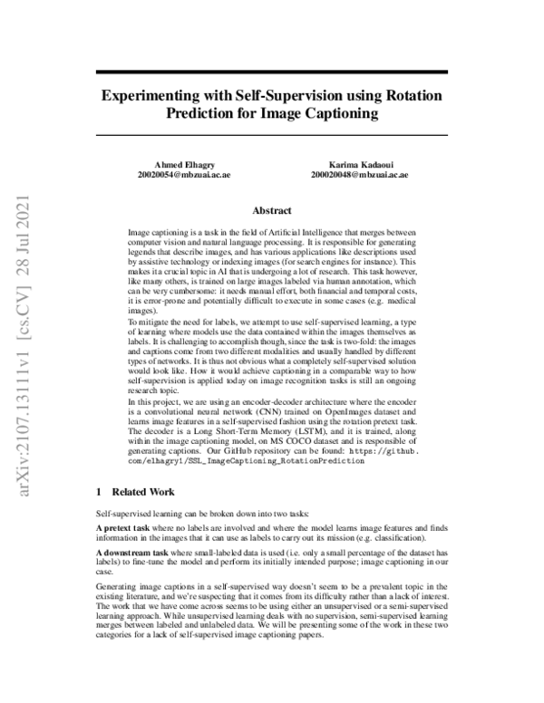 (PDF) Experimenting with Self-Supervision using Rotation Prediction for ...