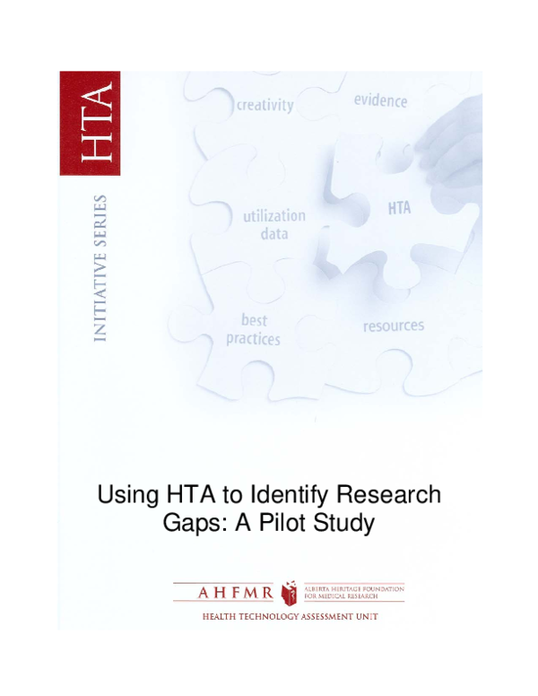 (PDF) Using HTA to Identify Research Gaps: A Pilot Study