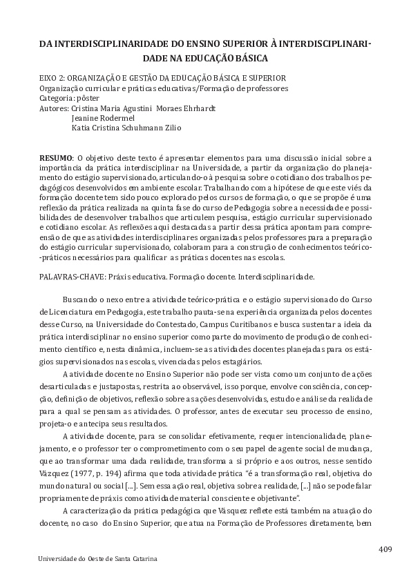 (PDF) Da Interdisciplinaridade Do Ensino Superior À ...