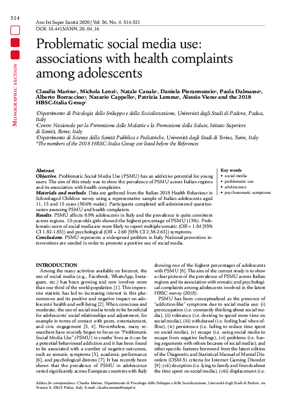 (PDF) Problematic social media use: associations with health complaints ...