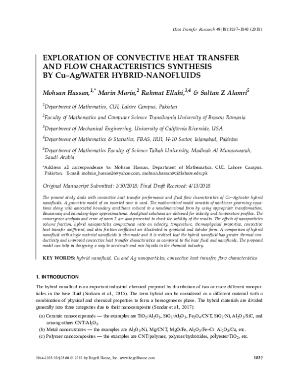 (PDF) EXPLORATION OF CONVECTIVE HEAT TRANSFER AND FLOW CHARACTERISTICS ...