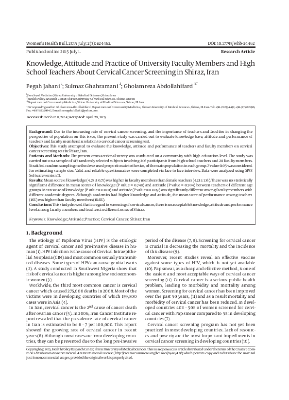 (PDF) Knowledge, Attitude and Practice of University Faculty Members ...