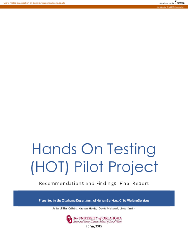 (PDF) Hands on Testing (HOT) Pilot Project: Recommendations and ...