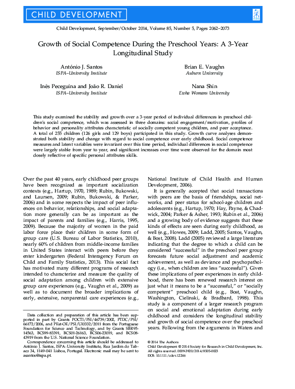 (PDF) Growth of Social Competence During the Preschool Years: A 3-Year ...