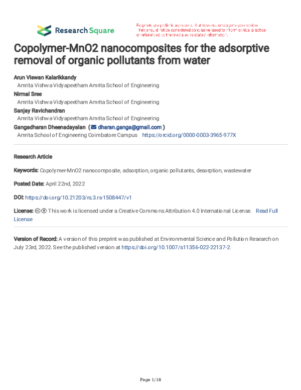 (PDF) Copolymer-MnO2 nanocomposites for the adsorptive removal of ...