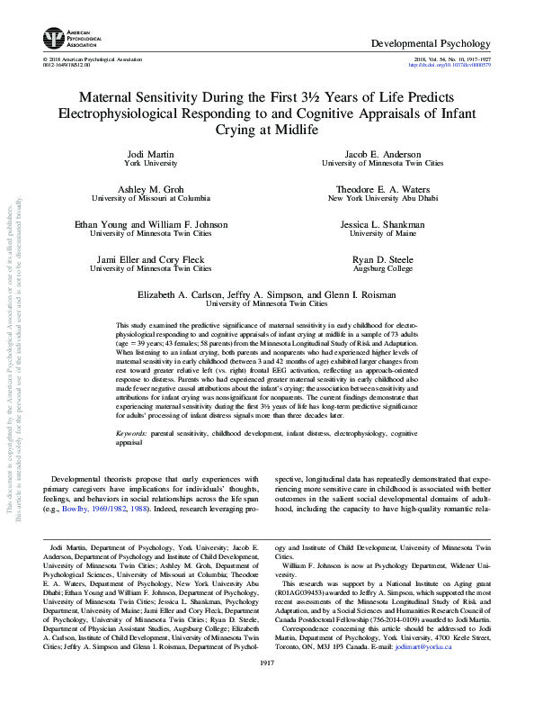 (PDF) Maternal sensitivity during the first 3½ years of life predicts ...