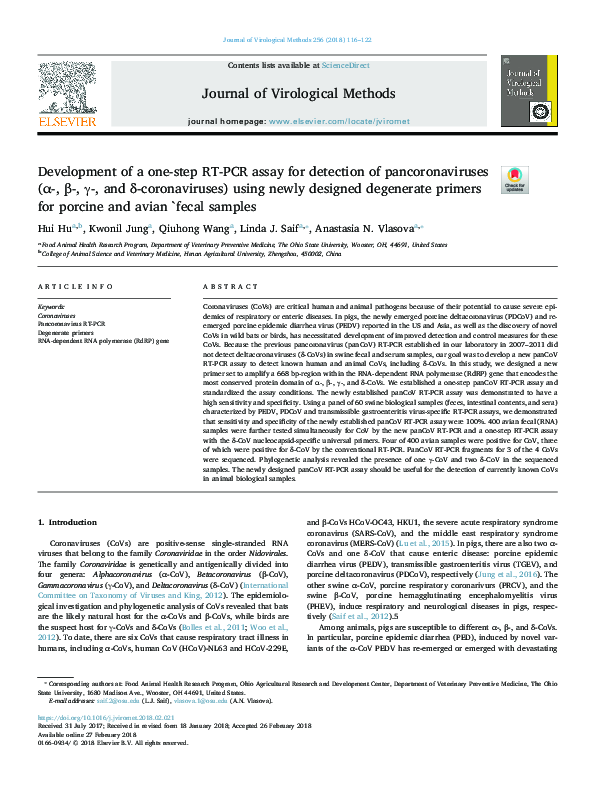 (PDF) Development of a one-step RT-PCR assay for detection of ...