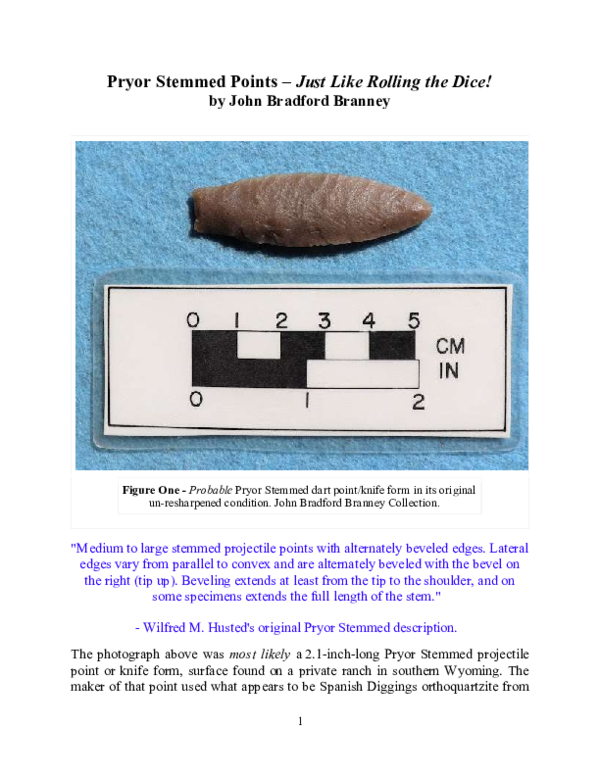 (PDF) Pryor Stemmed Point Type - Just Like Rolling the Dice