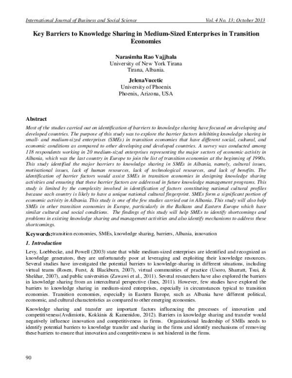 (PDF) Barriers to Knowledge Sharing in Medium-Sized Enterprises in ...