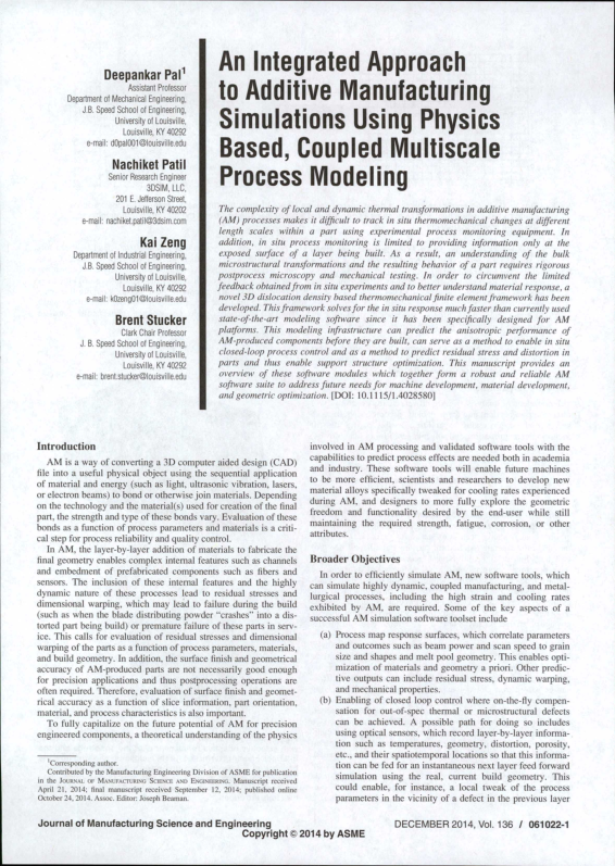 (PDF) An Integrated Approach to Additive Manufacturing Simulations ...
