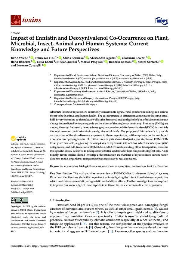 (PDF) Impact of Enniatin and Deoxynivalenol Co-Occurrence on Plant ...