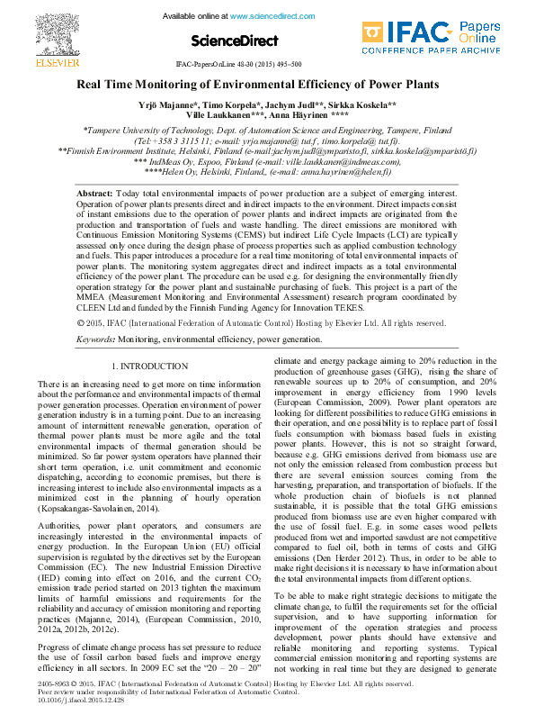 (PDF) Real Time Monitoring of Environmental Efficiency of Power Plants