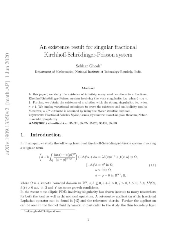 (PDF) An existence result for singular nonlocal fractional Kirchhoff ...