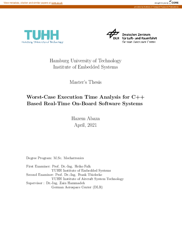 (PDF) Worst-Case Execution Time Analysis for C++ based Real-Time On ...