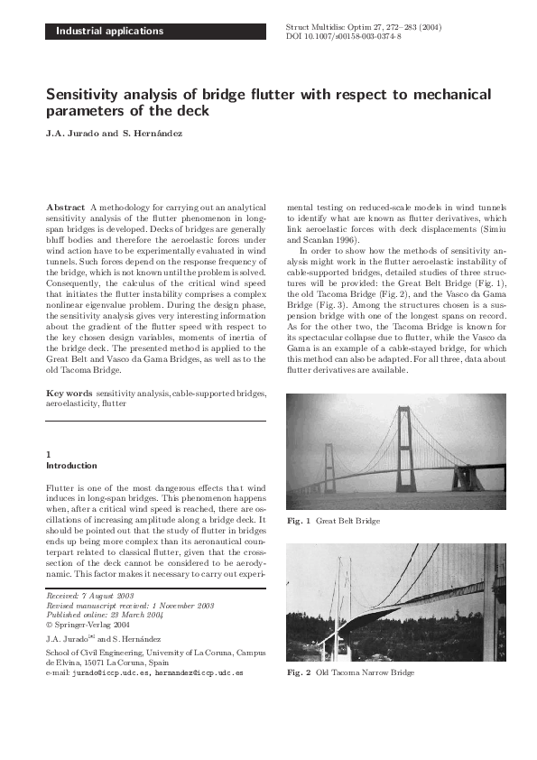 (PDF) Sensitivity analysis of bridge flutter with respect to mechanical ...