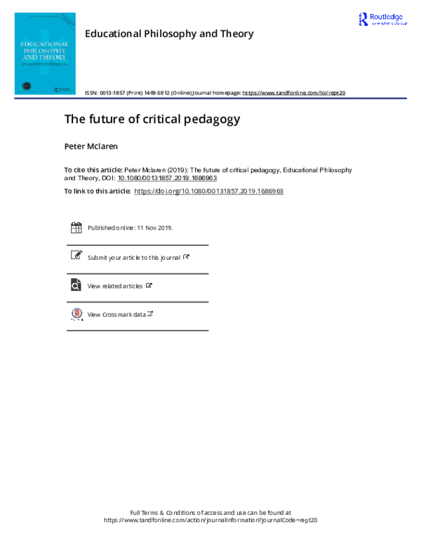 (PDF) The future of critical pedagogy