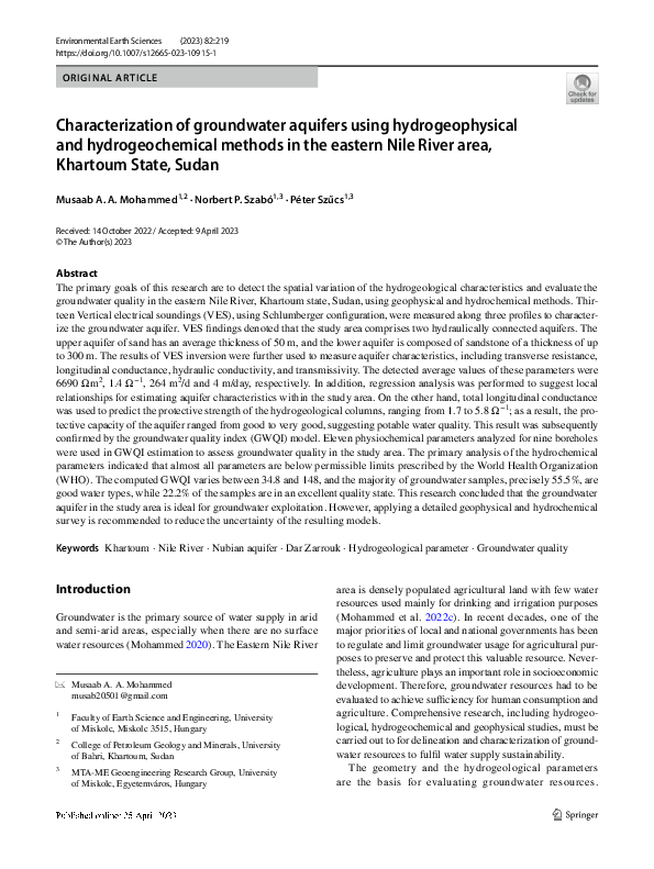 (PDF) Characterization of groundwater aquifers using hydrogeophysical ...