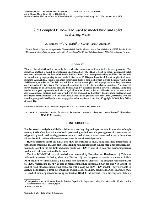 (PDF) 2.5D coupled BEM-FEM used to model fluid and solid scattering wave
