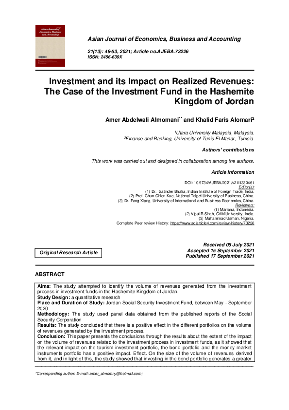 (PDF) Investment and its Impact on Realized Revenues: The Case of the ...