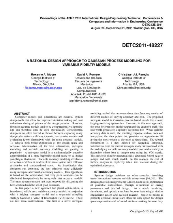 (PDF) A Rational Design Approach to Gaussian Process Modeling for ...