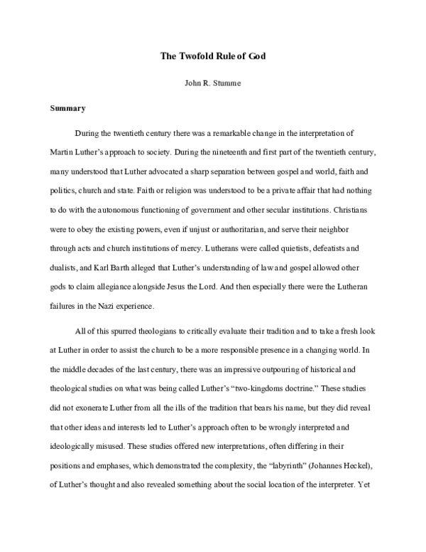 (DOC) The Twofold Rule of God