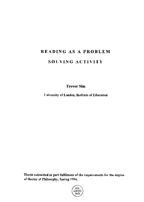 (PDF) Reading as a problem solving activity | Khaled Abdullah ...