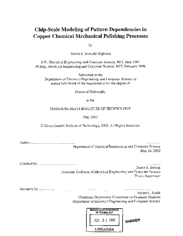 (PDF) Chip-scale modeling of pattern dependencies in copper chemical ...