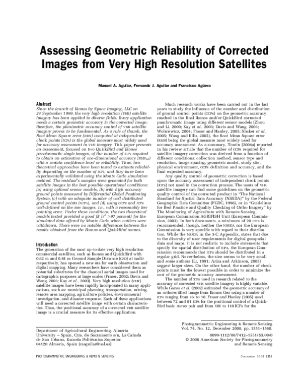 (PDF) Assessing Geometric Reliability of Corrected Images from Very ...