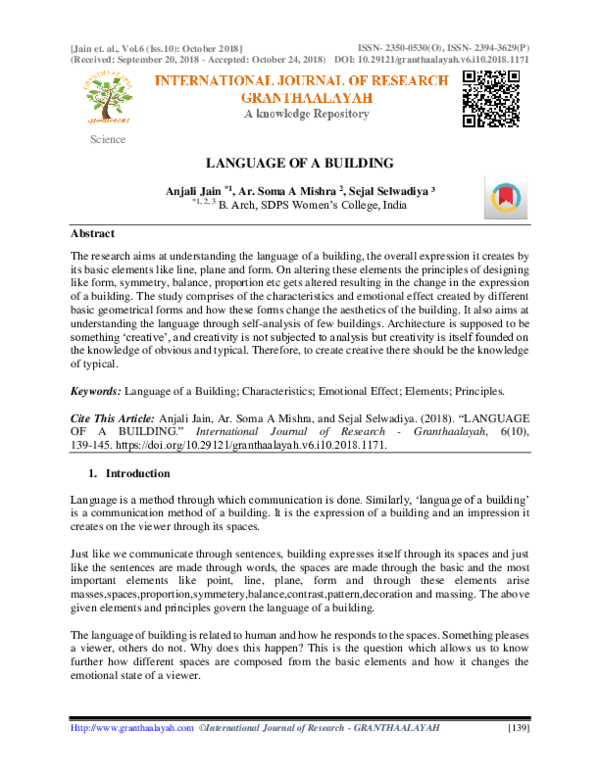 (PDF) Language of a Building