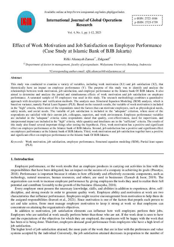 (PDF) Effect of Work Motivation and Job Satisfaction on Employee ...