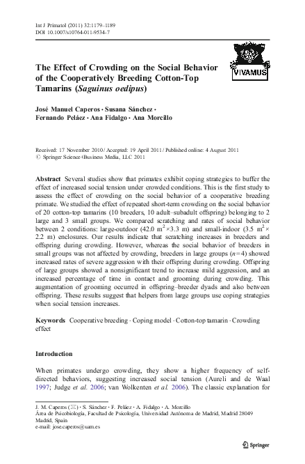 (PDF) The Effect of Crowding on the Social Behavior of the ...