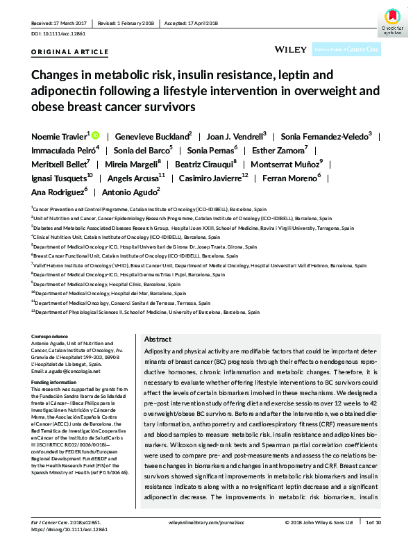 (PDF) Changes in metabolic risk, insulin resistance, leptin and ...