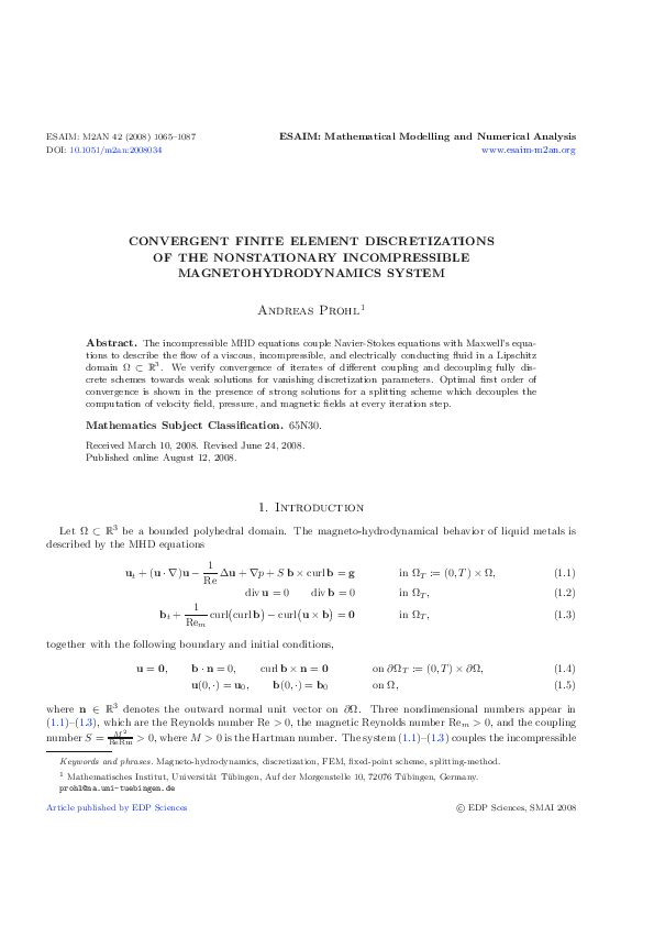 (PDF) Convergent finite element discretizations of the nonstationary ...