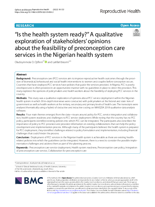 (PDF) “Is the health system ready?” A qualitative exploration of ...